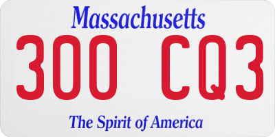 MA license plate 300CQ3