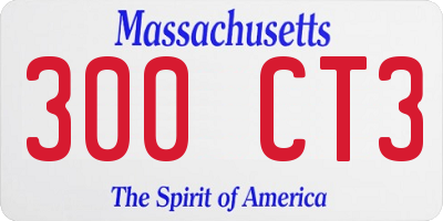 MA license plate 300CT3