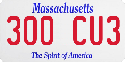 MA license plate 300CU3