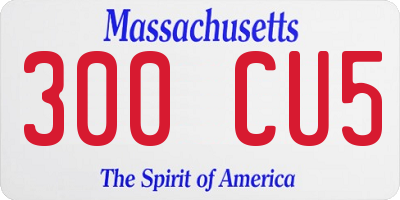 MA license plate 300CU5