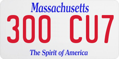MA license plate 300CU7