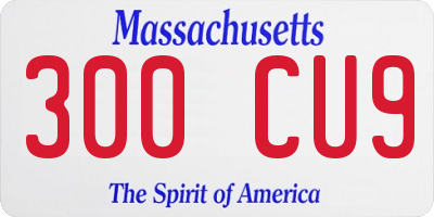 MA license plate 300CU9