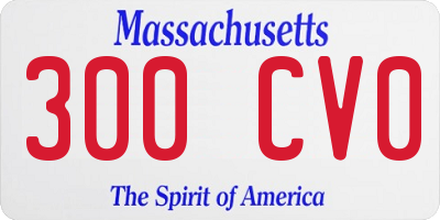 MA license plate 300CV0