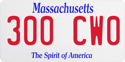 MA license plate 300CW0