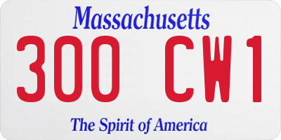 MA license plate 300CW1
