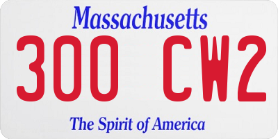 MA license plate 300CW2