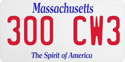 MA license plate 300CW3