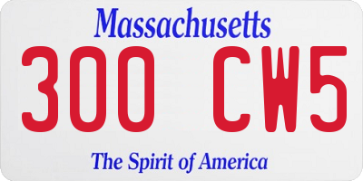 MA license plate 300CW5