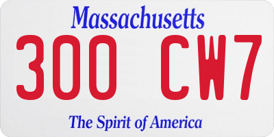 MA license plate 300CW7