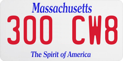 MA license plate 300CW8