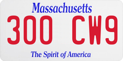 MA license plate 300CW9
