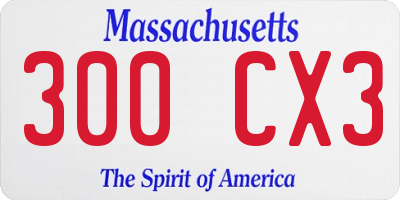 MA license plate 300CX3