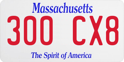MA license plate 300CX8