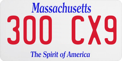 MA license plate 300CX9