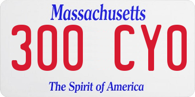 MA license plate 300CY0