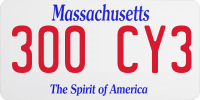MA license plate 300CY3