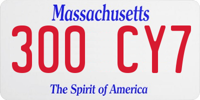 MA license plate 300CY7