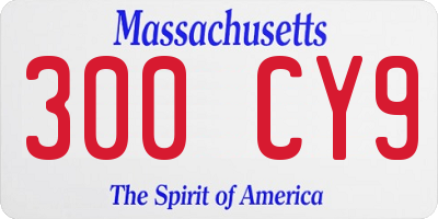MA license plate 300CY9