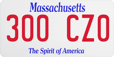 MA license plate 300CZ0