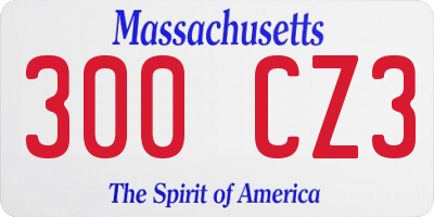 MA license plate 300CZ3