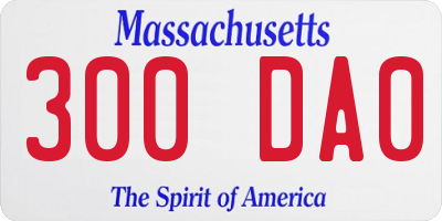 MA license plate 300DA0