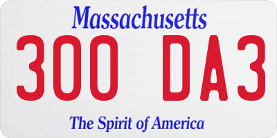 MA license plate 300DA3