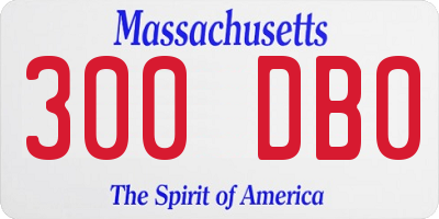 MA license plate 300DB0