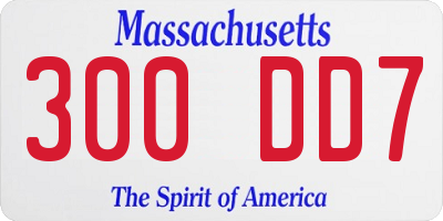 MA license plate 300DD7