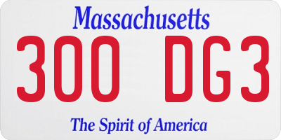 MA license plate 300DG3