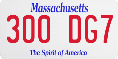 MA license plate 300DG7