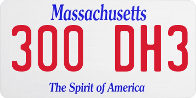 MA license plate 300DH3