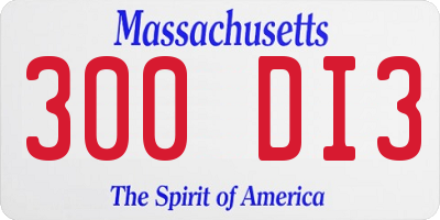MA license plate 300DI3