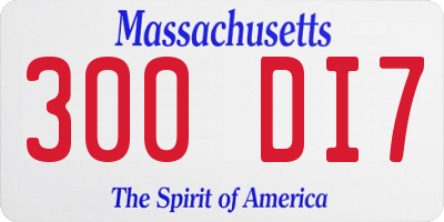 MA license plate 300DI7