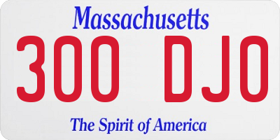 MA license plate 300DJ0