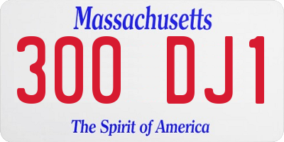 MA license plate 300DJ1