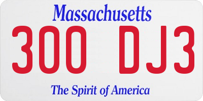 MA license plate 300DJ3