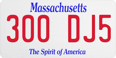 MA license plate 300DJ5