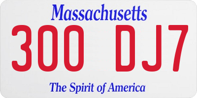 MA license plate 300DJ7