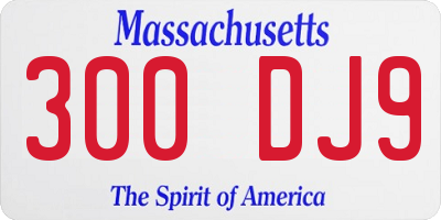 MA license plate 300DJ9