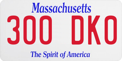 MA license plate 300DK0