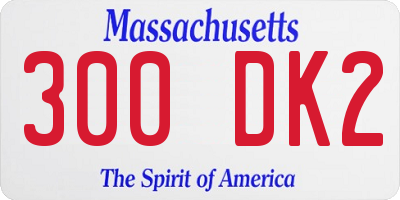 MA license plate 300DK2