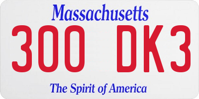 MA license plate 300DK3