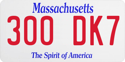 MA license plate 300DK7