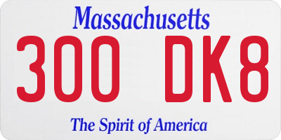 MA license plate 300DK8