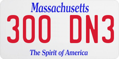 MA license plate 300DN3