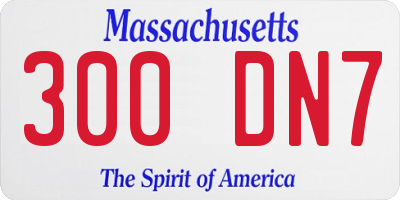 MA license plate 300DN7