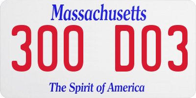 MA license plate 300DO3