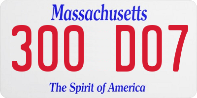 MA license plate 300DO7