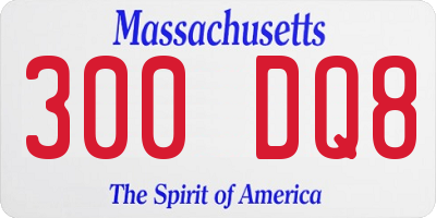 MA license plate 300DQ8