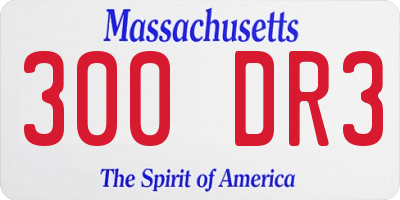 MA license plate 300DR3